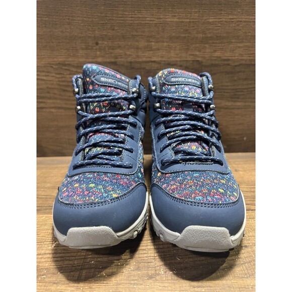 Skechers Seager Knit Lace-Up Water Repellent Hiker Boots Art Beat Navy 5.5M New - Picture 3 of 9